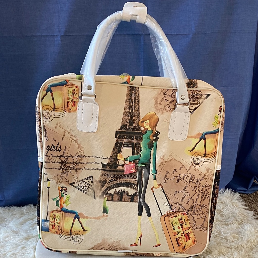 Stylish Parisian-Themed Women's Travel Tote Bag - Picture 3 of 5